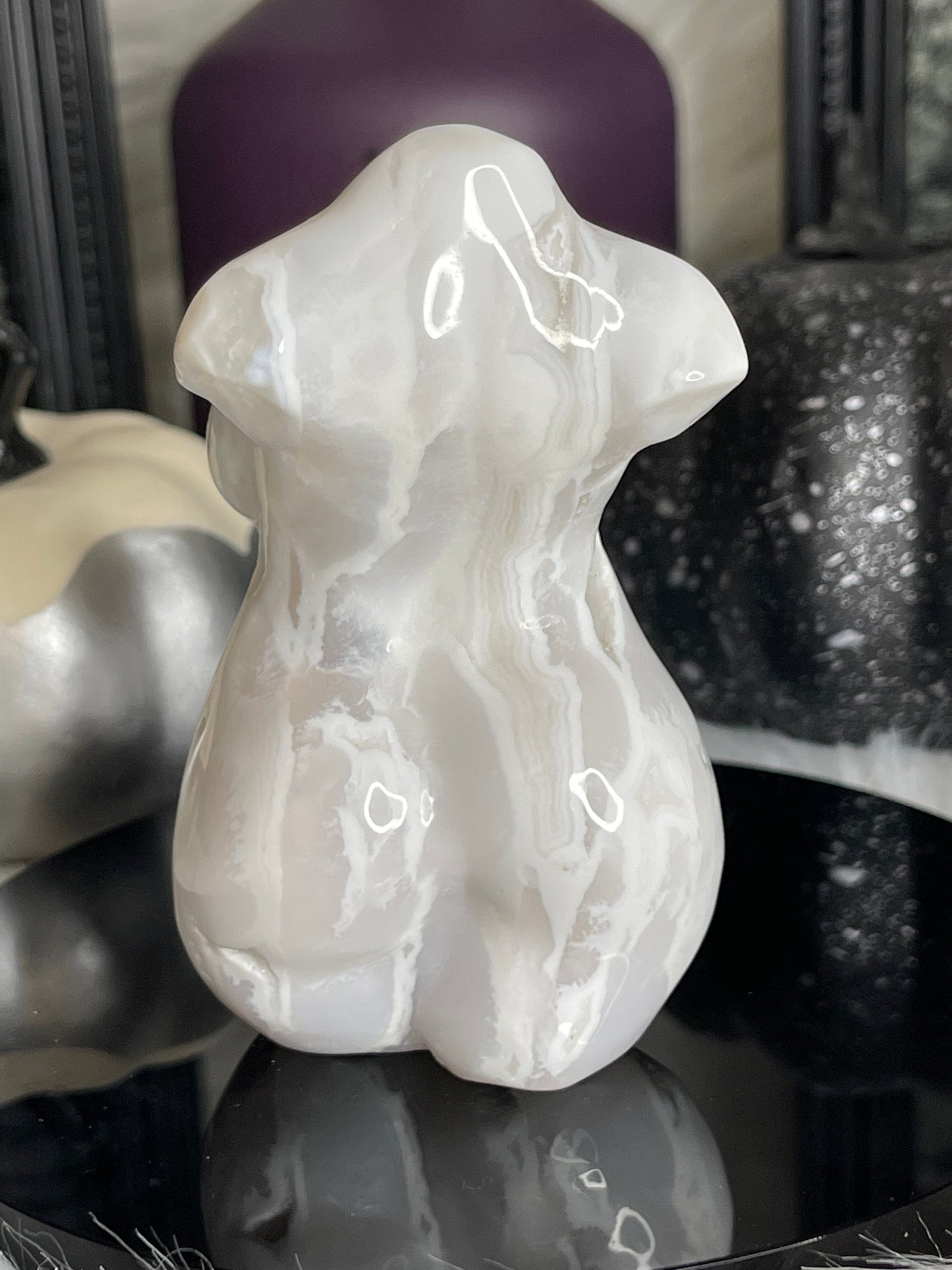 Two Twisted Souls  Crystals White Agate Thick Goddess Body L