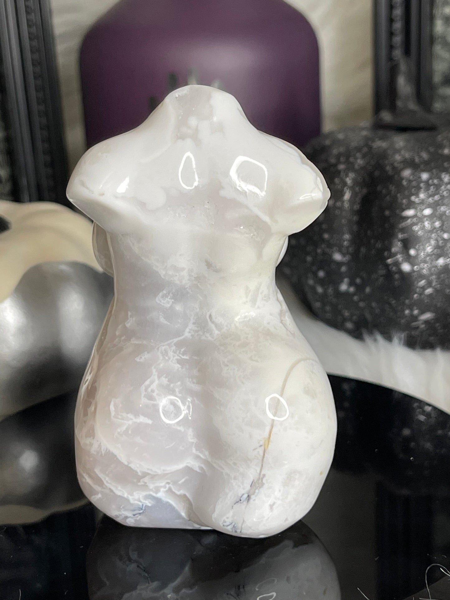 Two Twisted Souls  Crystals White Agate Thick Goddess Body M