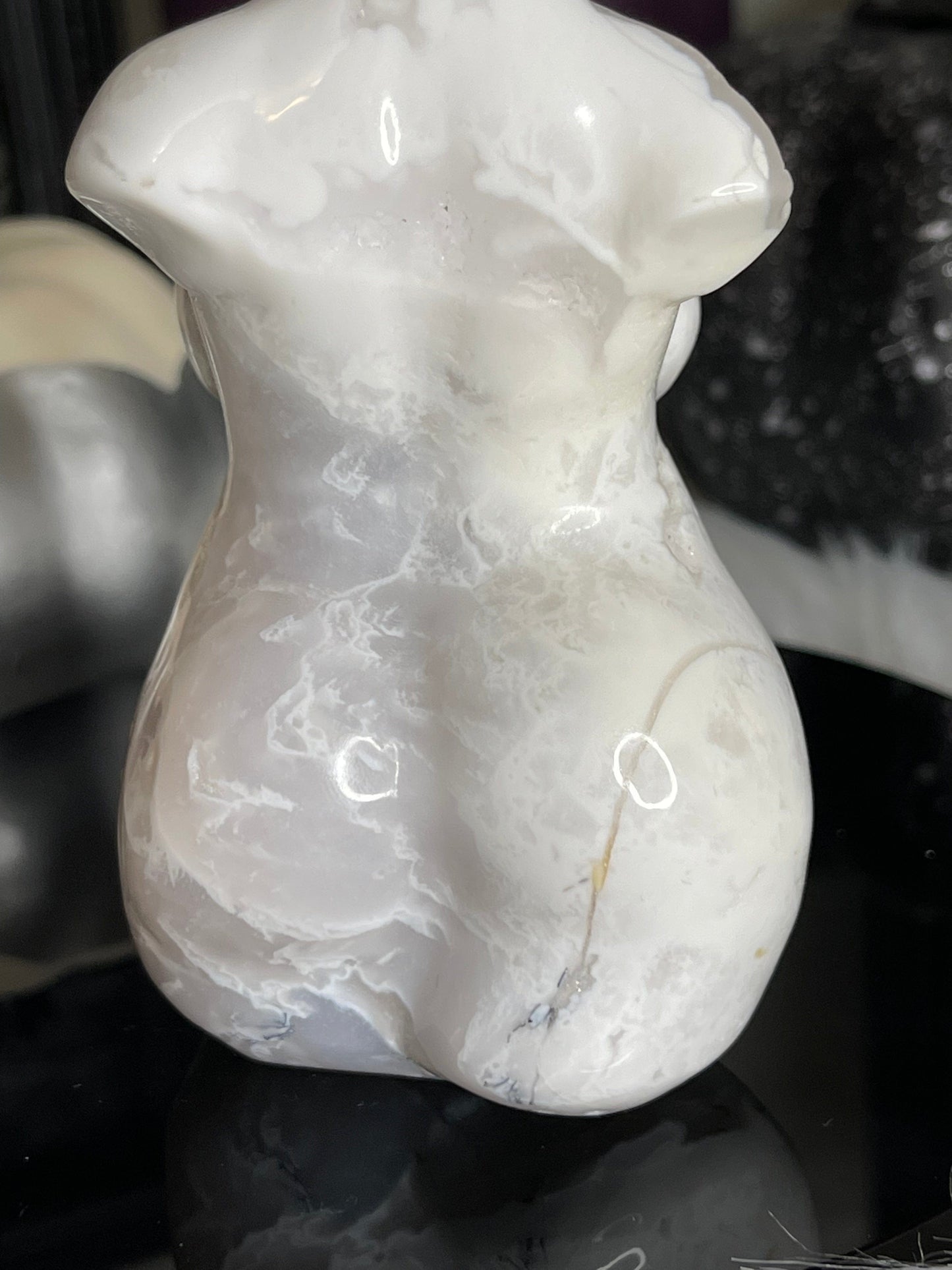 Two Twisted Souls  Crystals White Agate Thick Goddess Body M