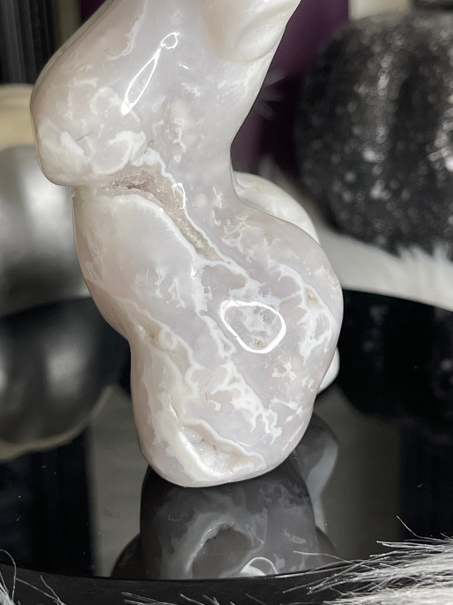 Two Twisted Souls  Crystals White Agate Thick Goddess Body M