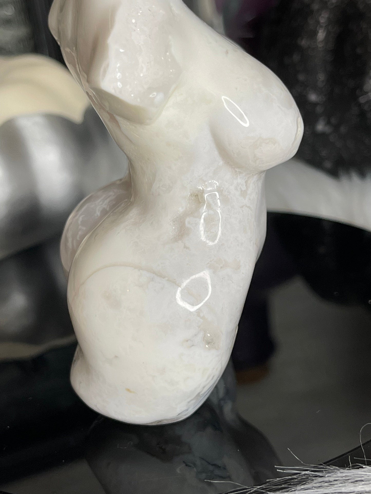 Two Twisted Souls  Crystals White Agate Thick Goddess Body M