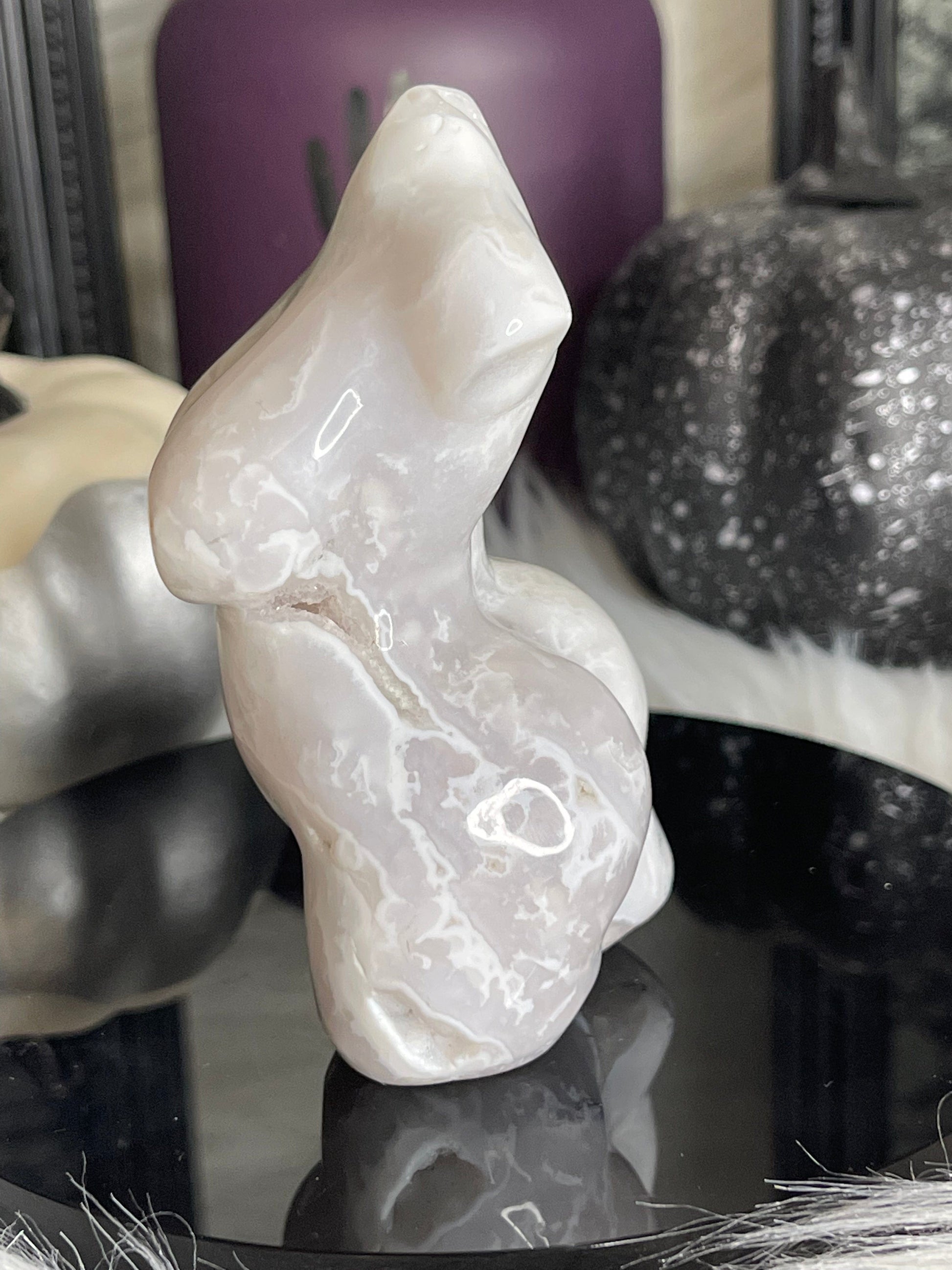 Two Twisted Souls  Crystals White Agate Thick Goddess Body M