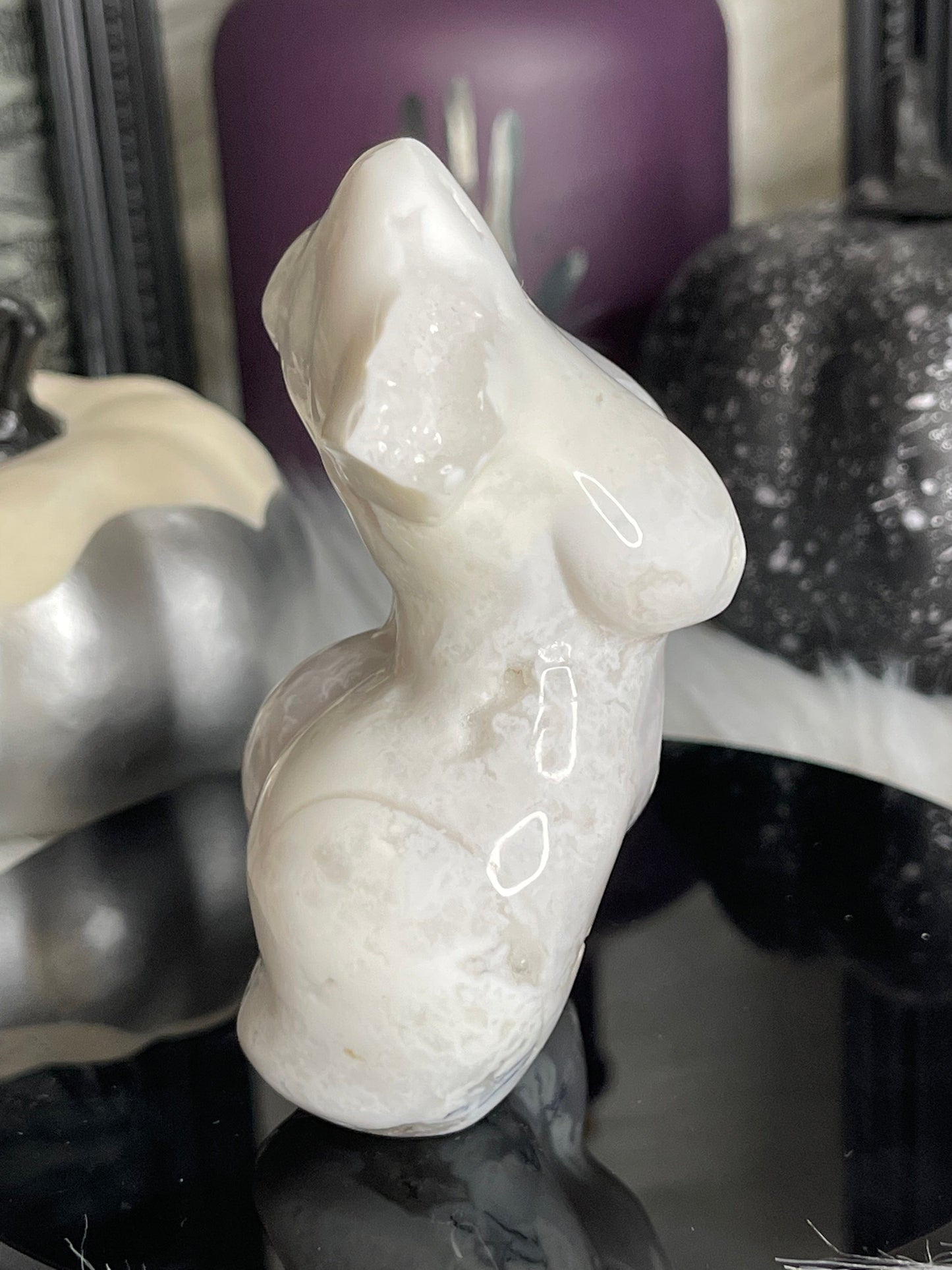 Two Twisted Souls  Crystals White Agate Thick Goddess Body M