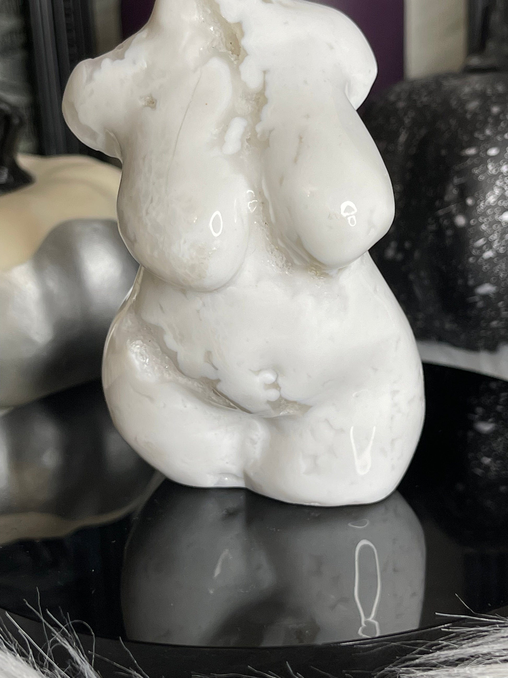 Two Twisted Souls  Crystals White Agate Thick Goddess Body N