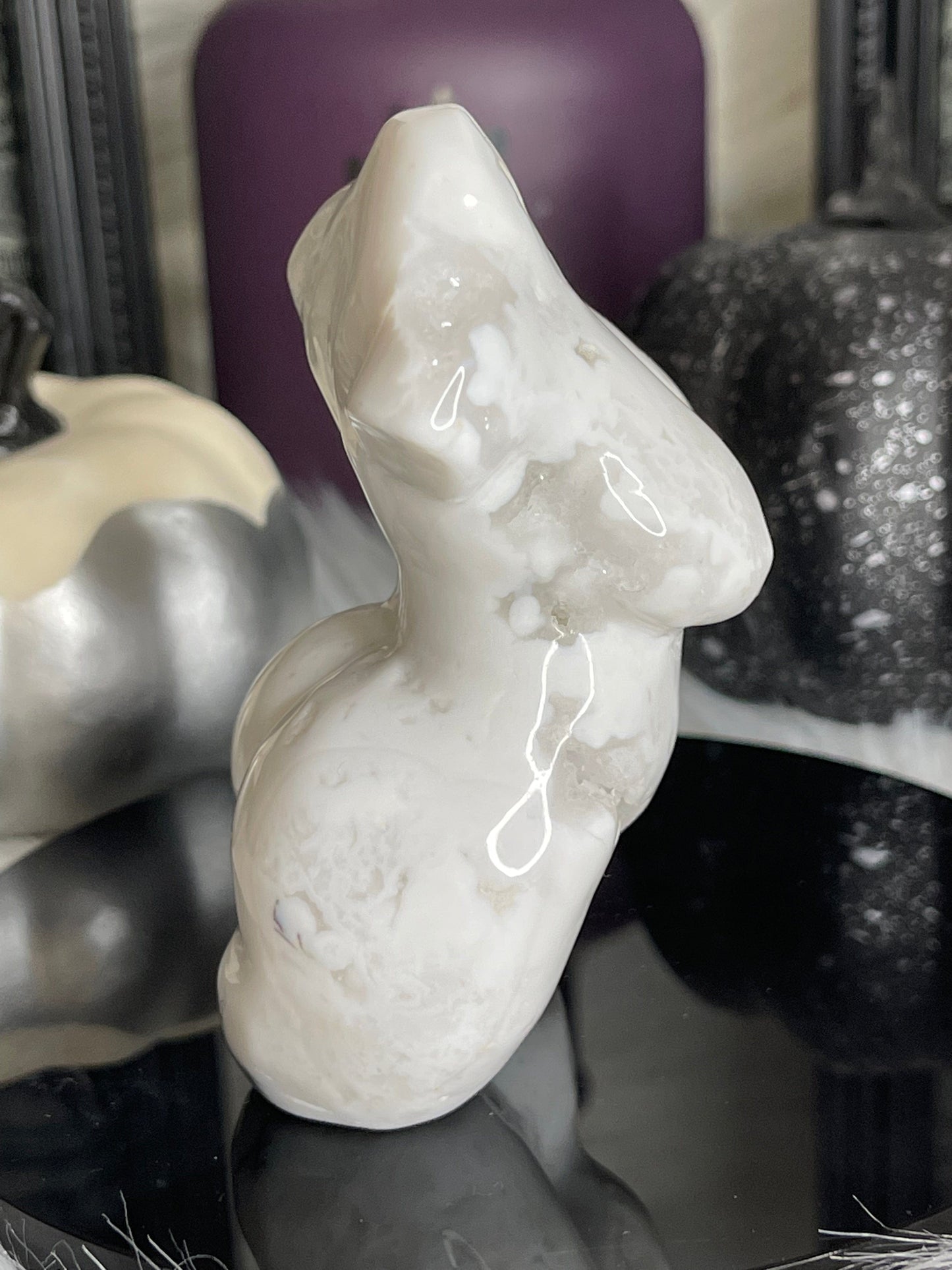 Two Twisted Souls  Crystals White Agate Thick Goddess Body N