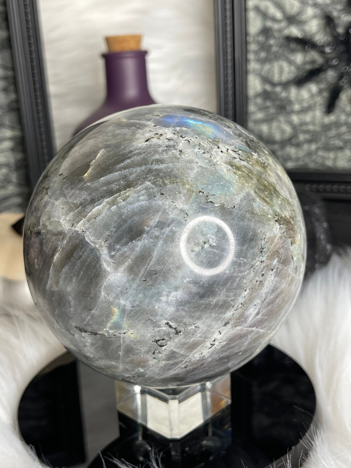 Two Twisted Souls  Rainbow flash Labradorite crystal sphere