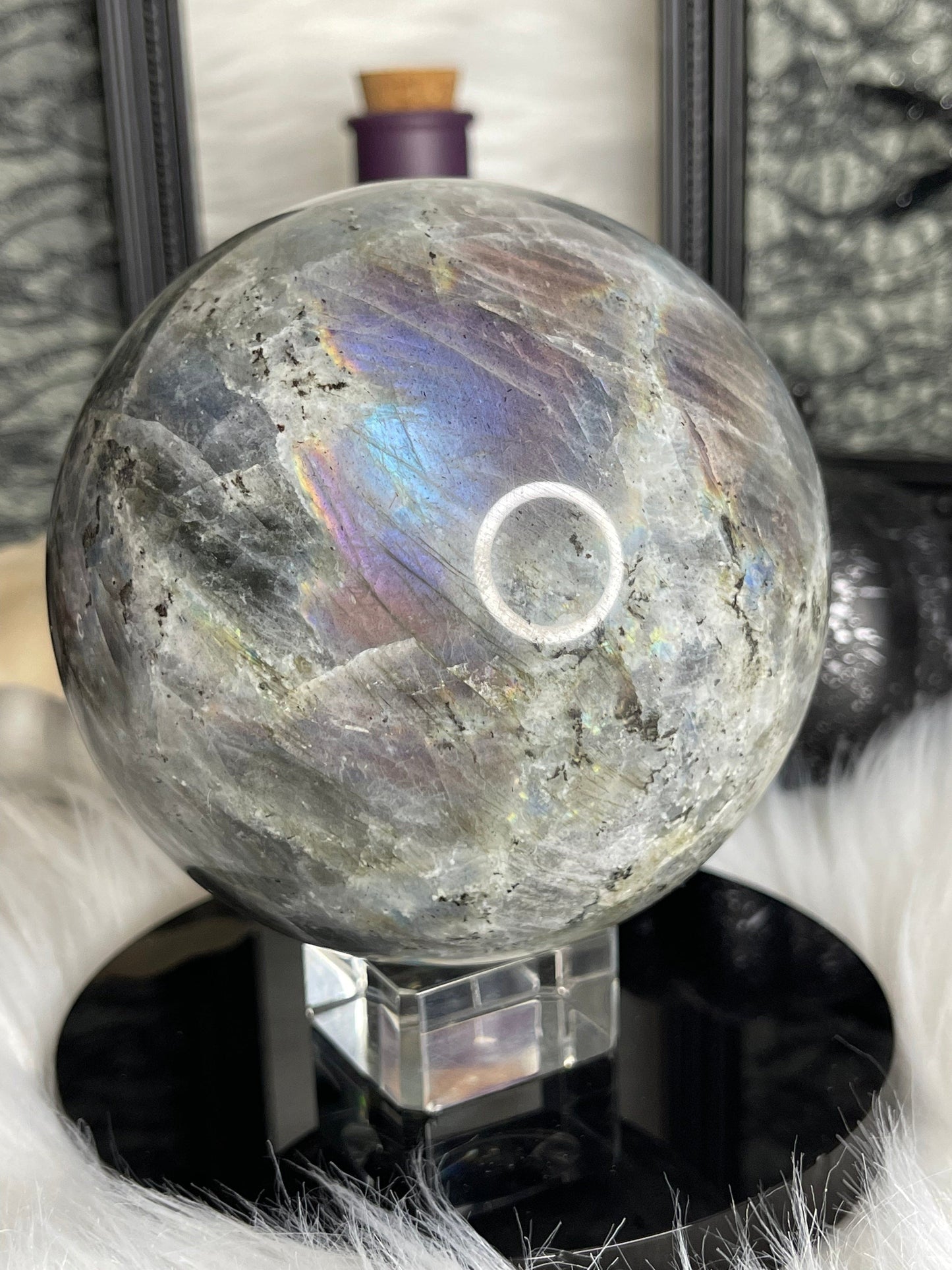 Two Twisted Souls  Rainbow flash Labradorite crystal sphere