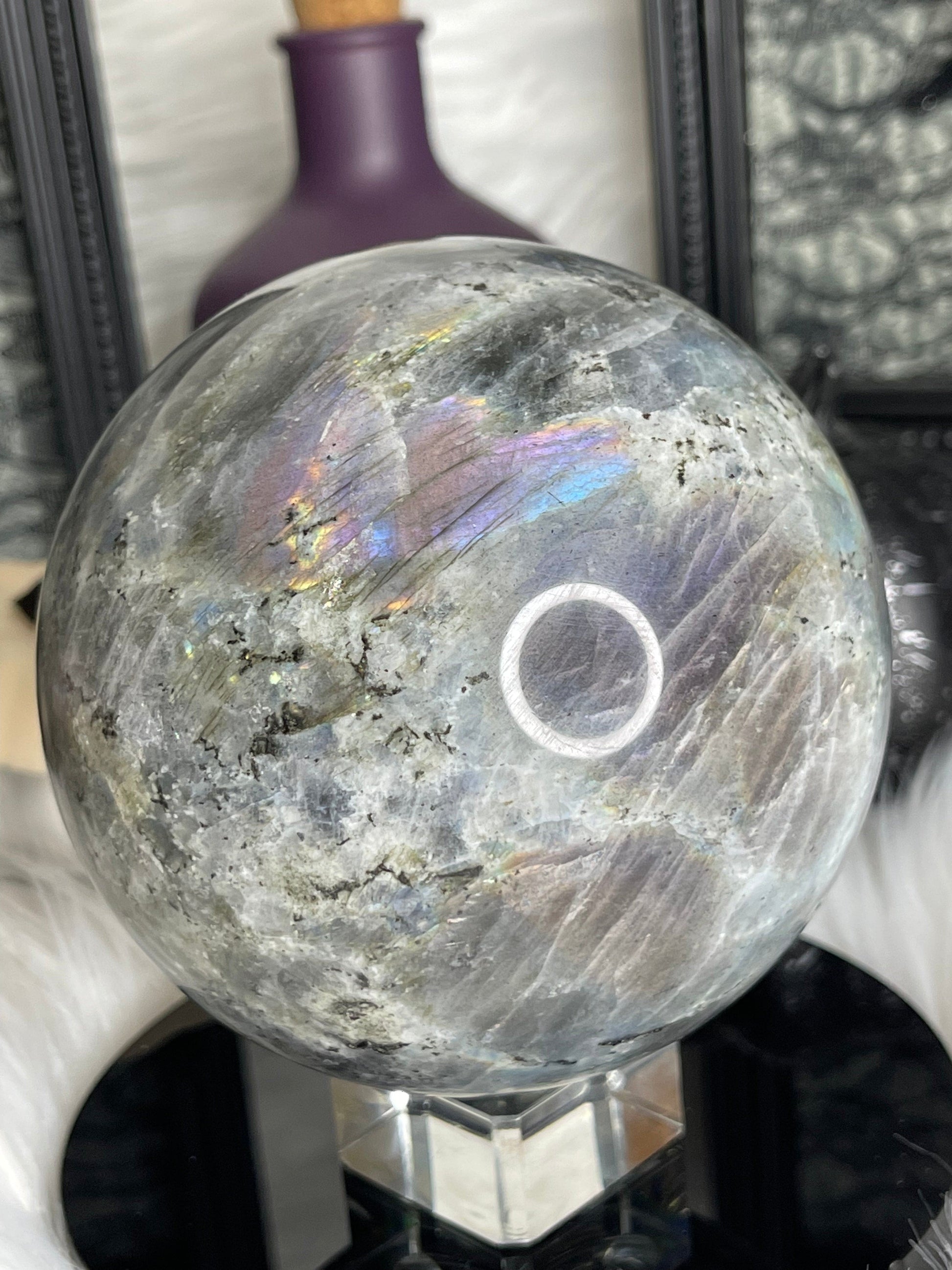 Two Twisted Souls  Rainbow flash Labradorite crystal sphere