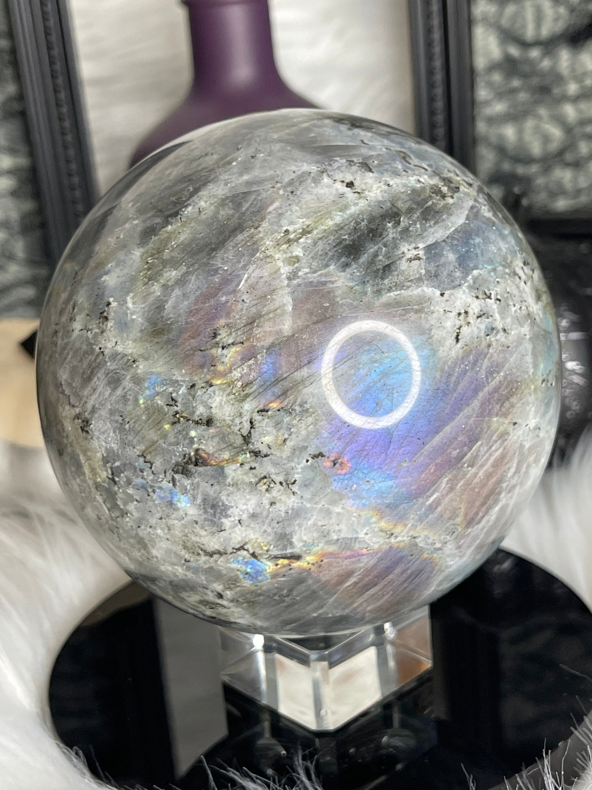 Two Twisted Souls  Rainbow flash Labradorite crystal sphere